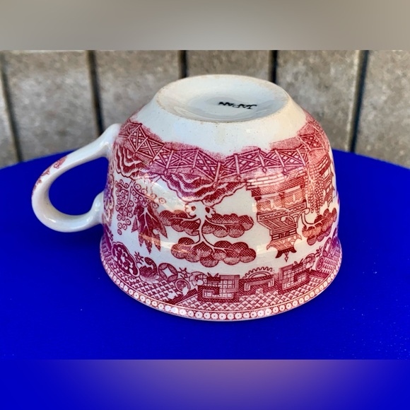 Post WWII Japan Antique Red Willow Chinoiserie Transferware Teacup - Picture 10 of 16